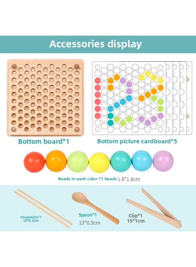 Children's Practice With Chopsticks Beads Jigsaw Puzzle Children's Wooden Early Education Puzzle Hand-eye Coordination Toys Wholesale-Color:Fishing Clip Beads - Image 5